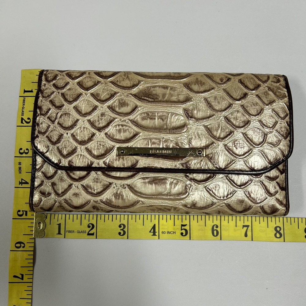 Brahmin Ady Leather Wallet Trifold fold Croc Alligator Embossed Checkbook Luxury - Picture 9 of 13